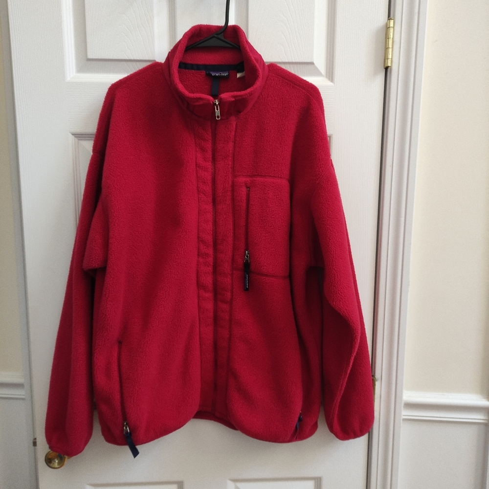 Vintage Patagonia retro pile full zip fleece jacket Red XL made in USA